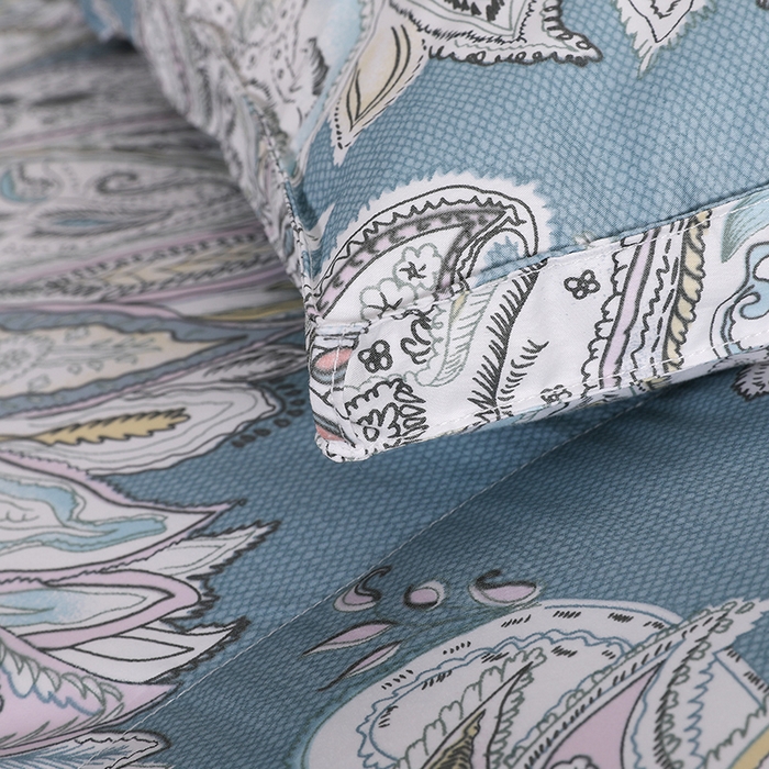 91家纺网 家纺一手货源 找家纺 呆头鹅羽绒工厂店 2025新款100支柔塞丝印花羽绒被 白鹅绒鸭绒被子被芯羽绒工厂店 天使之翼湖绿