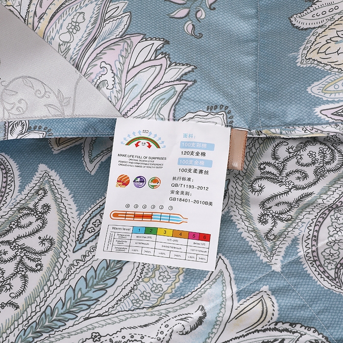 91家纺网 家纺一手货源 找家纺 呆头鹅羽绒工厂店 2025新款100支柔塞丝印花羽绒被 白鹅绒鸭绒被子被芯羽绒工厂店 天使之翼湖绿