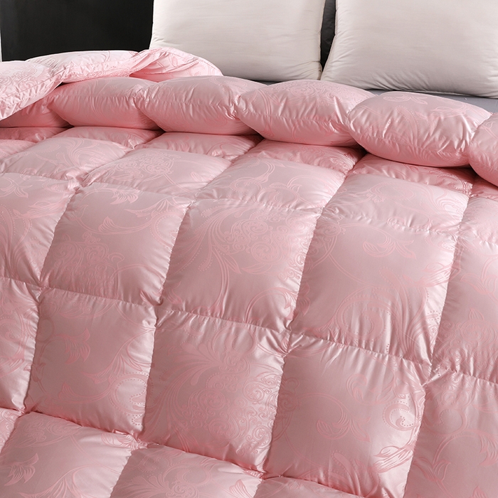 91家纺网 家纺一手货源 找家纺 呆头鹅羽绒工厂店 2025新款大提花锁绒绸羽绒被 白鹅绒鸭绒被子被芯羽绒工厂店 粉色