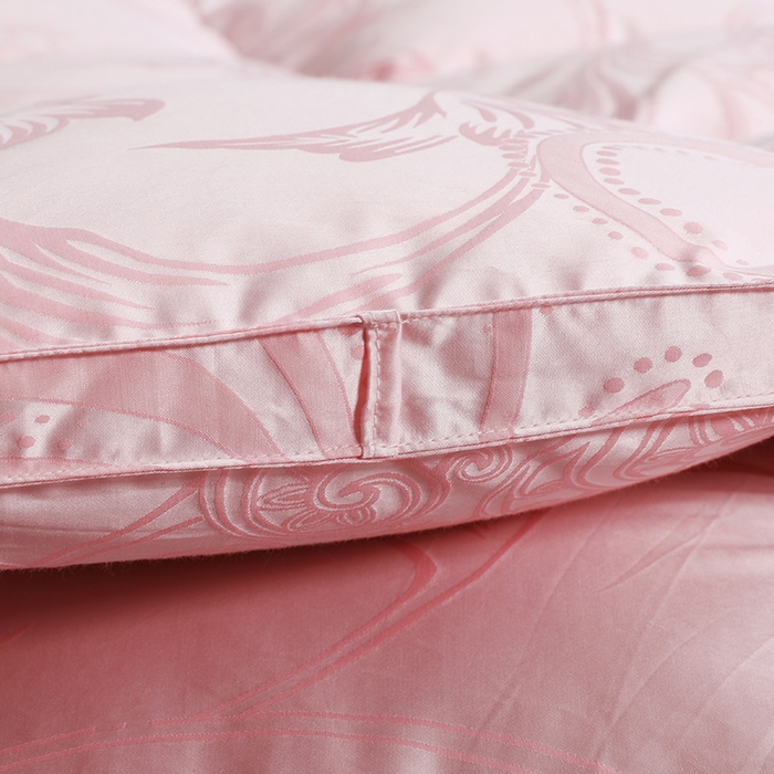 91家纺网 家纺一手货源 找家纺 呆头鹅羽绒工厂店 2025新款大提花锁绒绸羽绒被 白鹅绒鸭绒被子被芯羽绒工厂店 粉色