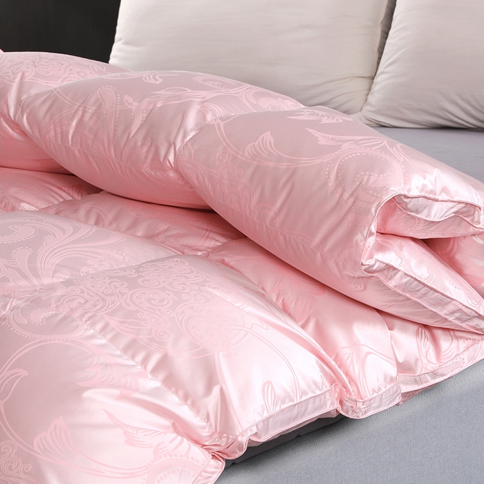 91家纺网 家纺一手货源 找家纺 呆头鹅羽绒工厂店 2025新款大提花锁绒绸羽绒被 白鹅绒鸭绒被子被芯羽绒工厂店 粉色