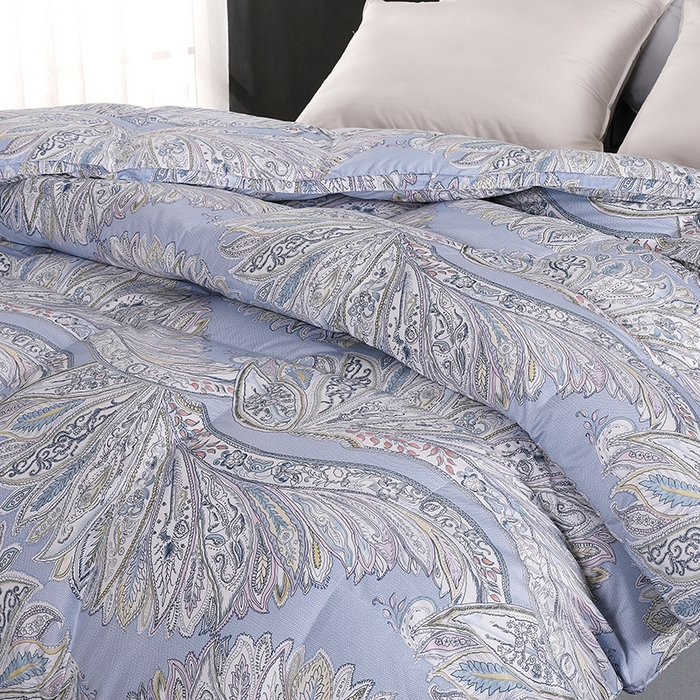 91家纺网 家纺一手货源 找家纺 呆头鹅羽绒工厂店 2025新款100支柔塞丝印花羽绒被 白鹅绒鸭绒被子被芯羽绒工厂店 天使之翼浅兰