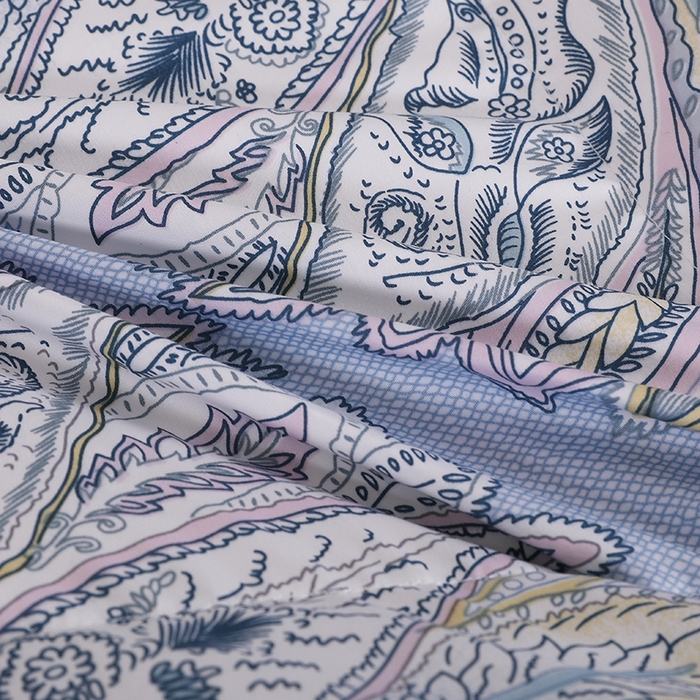 91家纺网 家纺一手货源 找家纺 呆头鹅羽绒工厂店 2025新款100支柔塞丝印花羽绒被 白鹅绒鸭绒被子被芯羽绒工厂店 天使之翼浅兰