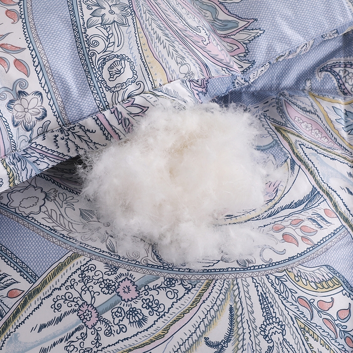 91家纺网 家纺一手货源 找家纺 呆头鹅羽绒工厂店 2025新款100支柔塞丝印花羽绒被 白鹅绒鸭绒被子被芯羽绒工厂店 天使之翼浅兰