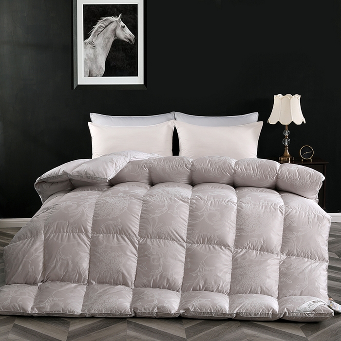 91家纺网 家纺一手货源 找家纺 呆头鹅羽绒工厂店 2025新款大提花锁绒绸羽绒被 白鹅绒鸭绒被子被芯羽绒工厂店 灰色