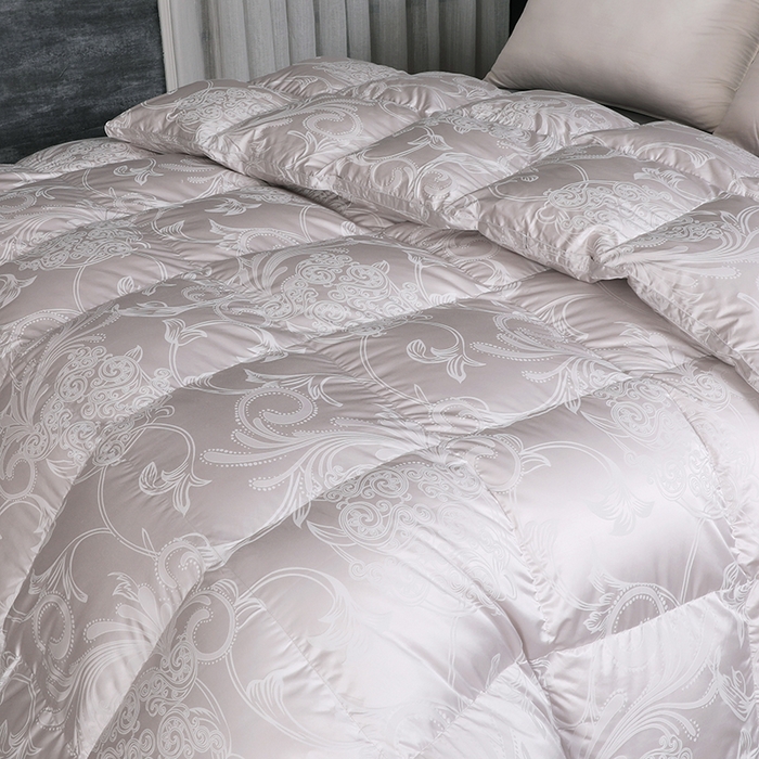 91家纺网 家纺一手货源 找家纺 呆头鹅羽绒工厂店 2025新款大提花锁绒绸羽绒被 白鹅绒鸭绒被子被芯羽绒工厂店 灰色