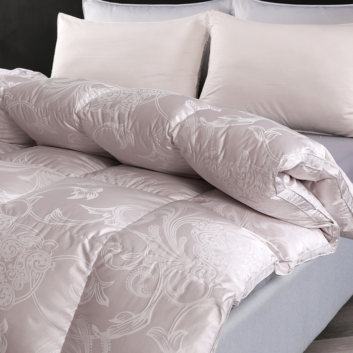 91家纺网 家纺一手货源 找家纺 呆头鹅羽绒工厂店 2025新款大提花锁绒绸羽绒被 白鹅绒鸭绒被子被芯羽绒工厂店 灰色