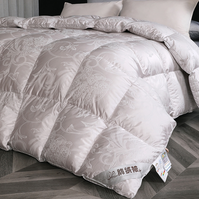 91家纺网 家纺一手货源 找家纺 呆头鹅羽绒工厂店 2025新款大提花锁绒绸羽绒被 白鹅绒鸭绒被子被芯羽绒工厂店 灰色