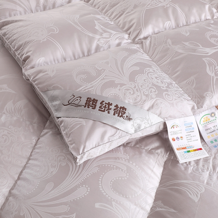 91家纺网 家纺一手货源 找家纺 呆头鹅羽绒工厂店 2025新款大提花锁绒绸羽绒被 白鹅绒鸭绒被子被芯羽绒工厂店 灰色