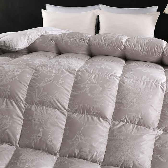 91家纺网 家纺一手货源 找家纺 呆头鹅羽绒工厂店 2025新款大提花锁绒绸羽绒被 白鹅绒鸭绒被子被芯羽绒工厂店 灰色