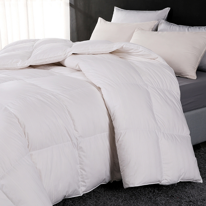 91家纺网 家纺一手货源 找家纺 呆头鹅羽绒工厂店 2025新款竹棉缎条纹羽绒被 白鹅绒鸭绒被子被芯羽绒工厂店 白色