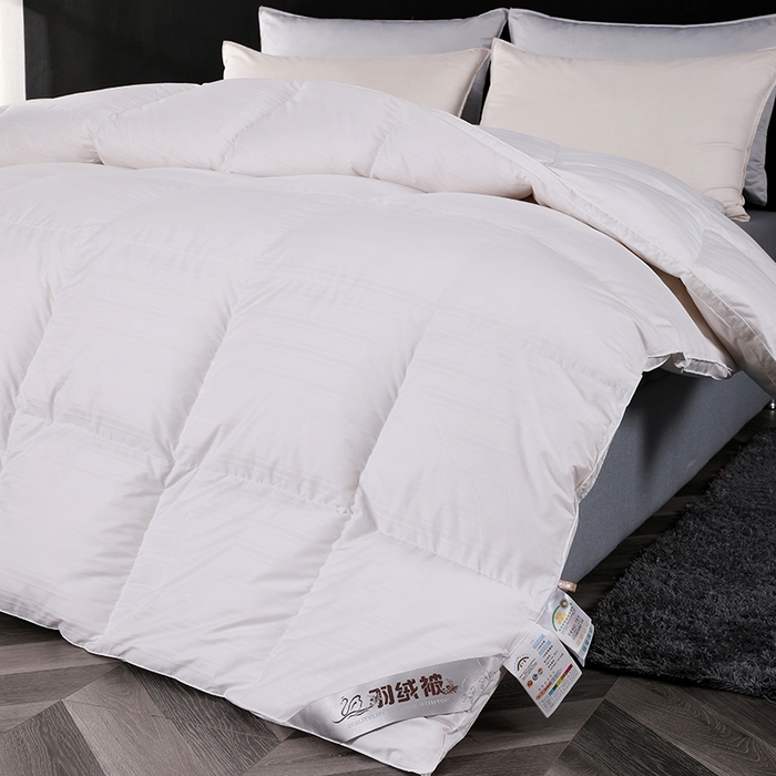 91家纺网 家纺一手货源 找家纺 呆头鹅羽绒工厂店 2025新款竹棉缎条纹羽绒被 白鹅绒鸭绒被子被芯羽绒工厂店 白色