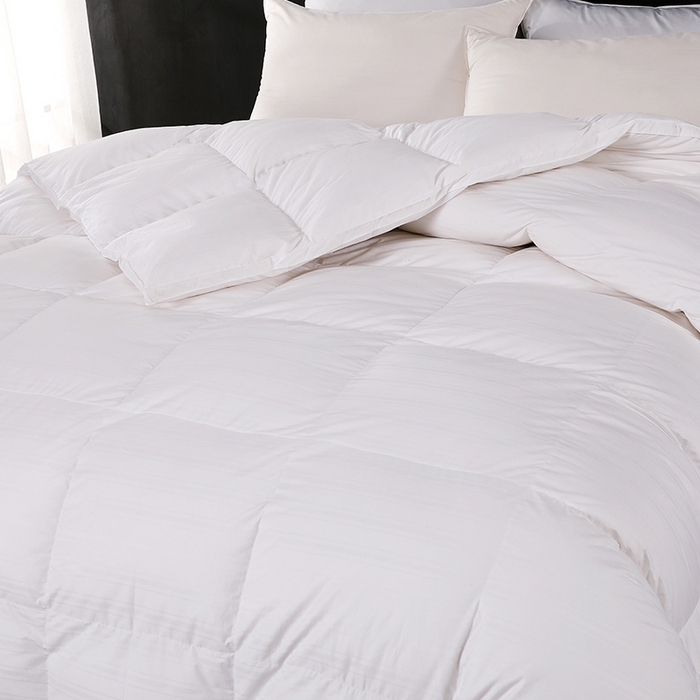 91家纺网 家纺一手货源 找家纺 呆头鹅羽绒工厂店 2025新款竹棉缎条纹羽绒被 白鹅绒鸭绒被子被芯羽绒工厂店 白色