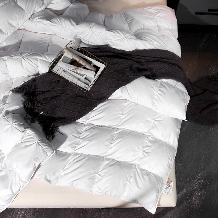 91家纺网 家纺一手货源 找家纺 呆头鹅羽绒工厂店 2025新款80支柔赛丝羽绒被-扭花款 白鹅绒鸭绒被子被芯羽绒工厂店 白色