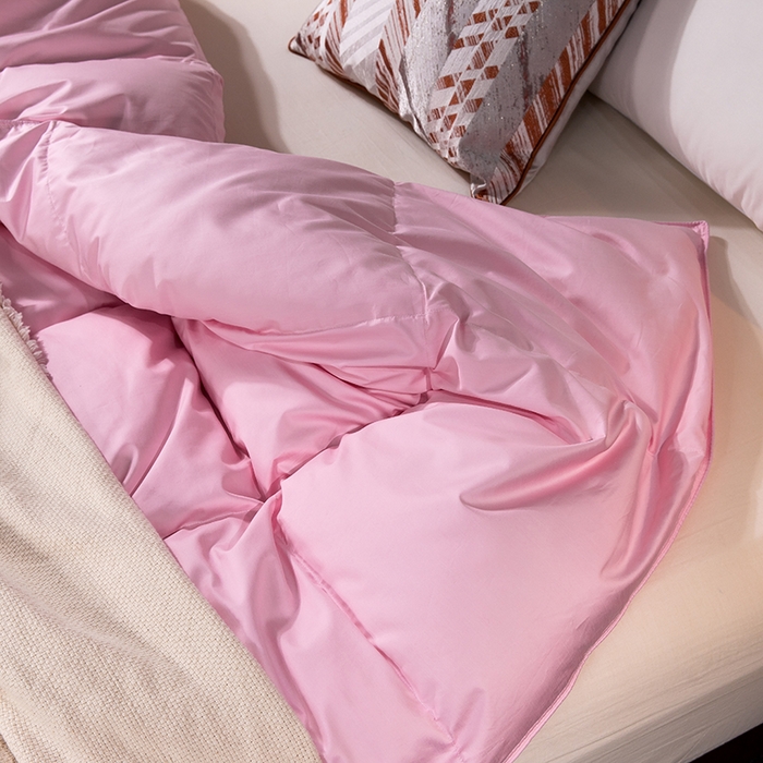 91家纺网 家纺一手货源 找家纺 呆头鹅羽绒工厂店 2025新款80支柔赛丝羽绒被-标准款 白鹅绒鸭绒被子被芯羽绒工厂店 粉色