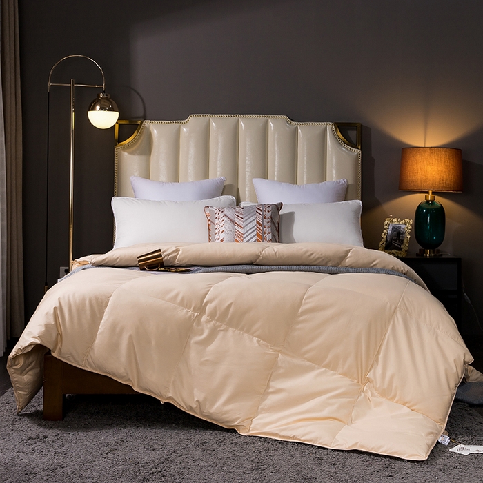 91家纺网 家纺一手货源 找家纺 呆头鹅羽绒工厂店 2025新款80支柔赛丝羽绒被-标准款 白鹅绒鸭绒被子被芯羽绒工厂店 黄色