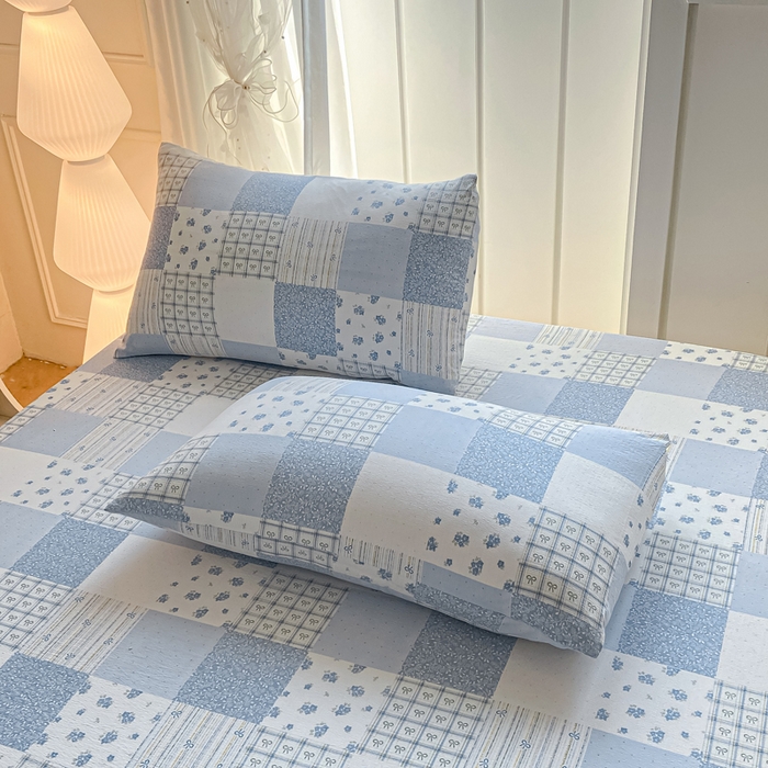 91家纺网 家纺一手货源 找家纺 喜居 2025新款A类原棉双层纱床笠 芳华