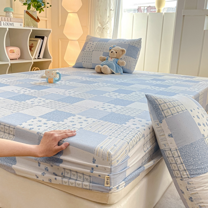 91家纺网 家纺一手货源 找家纺 喜居 2025新款A类原棉双层纱床笠 芳华