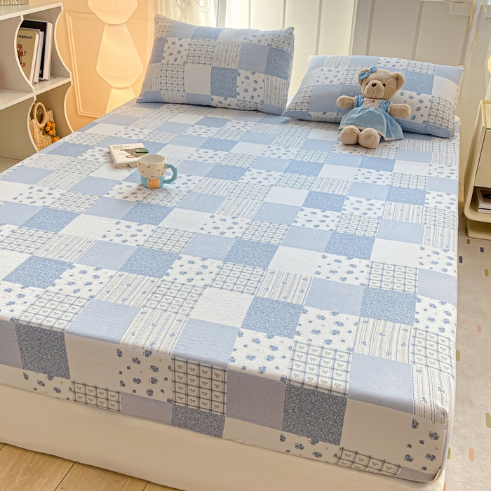 91家纺网 家纺一手货源 找家纺 喜居 2025新款A类原棉双层纱床笠 芳华