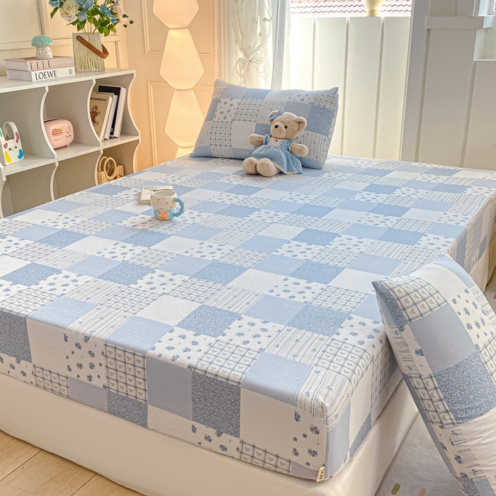 91家纺网 家纺一手货源 找家纺 喜居 2025新款A类原棉双层纱床笠 芳华