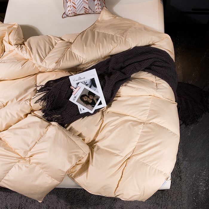 91家纺网 家纺一手货源 找家纺 呆头鹅羽绒工厂店 2025新款80支柔赛丝羽绒被-标准款 白鹅绒鸭绒被子被芯羽绒工厂店 黄色