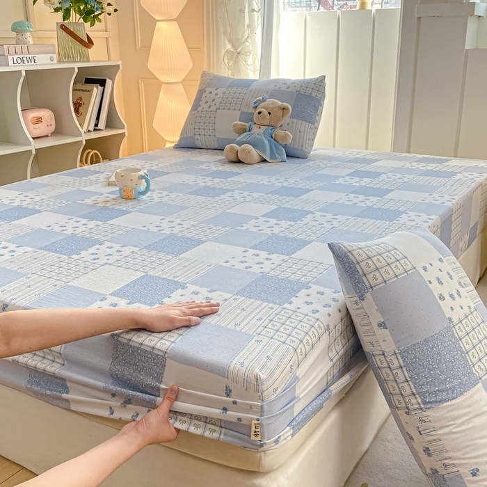 91家纺网 家纺一手货源 找家纺 喜居 2025新款A类原棉双层纱床笠 芳华