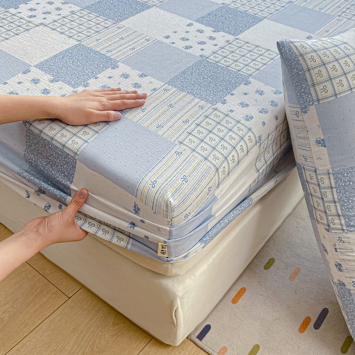 91家纺网 家纺一手货源 找家纺 喜居 2025新款A类原棉双层纱床笠 芳华