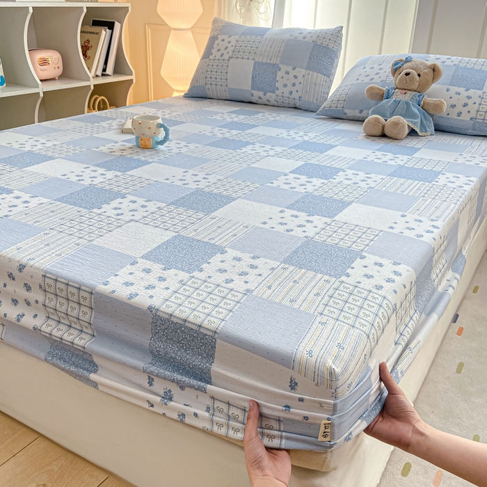 91家纺网 家纺一手货源 找家纺 喜居 2025新款A类原棉双层纱床笠 芳华