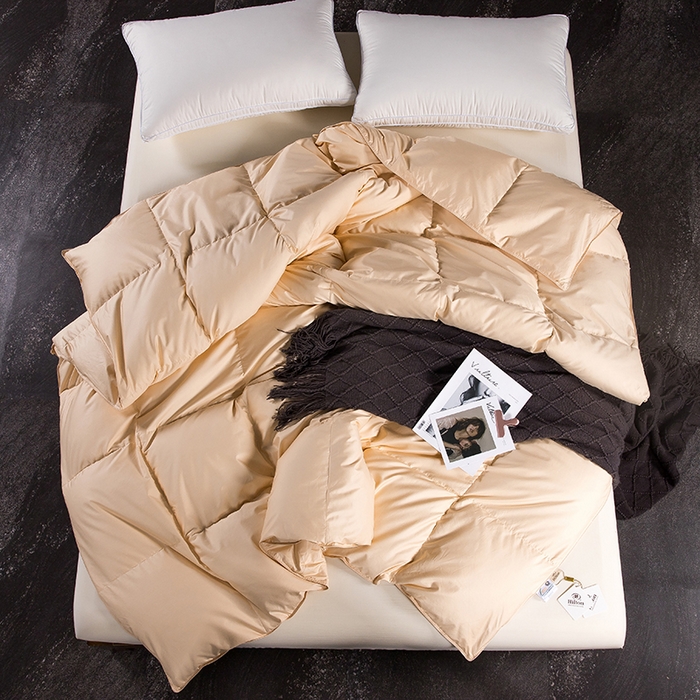 91家纺网 家纺一手货源 找家纺 呆头鹅羽绒工厂店 2025新款80支柔赛丝羽绒被-标准款 白鹅绒鸭绒被子被芯羽绒工厂店 黄色