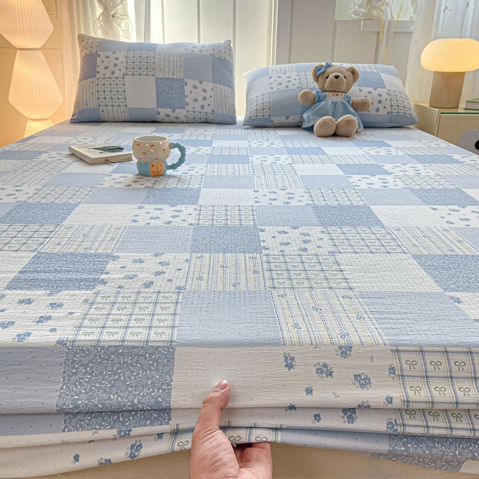 91家纺网 家纺一手货源 找家纺 喜居 2025新款A类原棉双层纱床笠 芳华