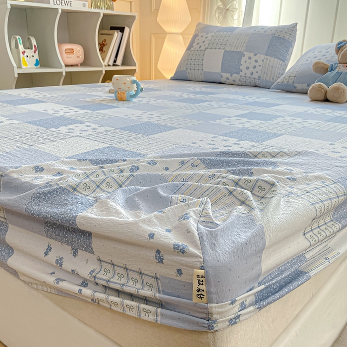 91家纺网 家纺一手货源 找家纺 喜居 2025新款A类原棉双层纱床笠 芳华