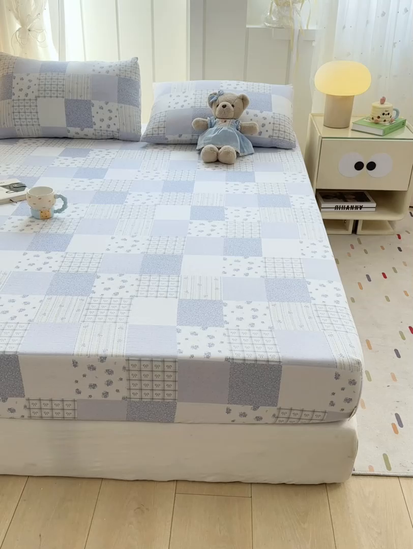 91家纺网 家纺一手货源 找家纺 喜居 2025新款A类原棉双层纱床笠 芳华