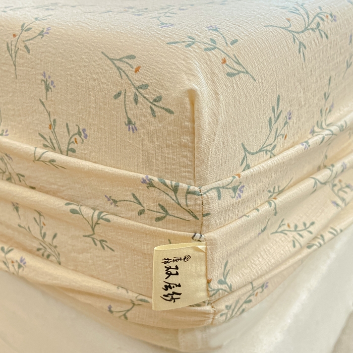 91家纺网 家纺一手货源 找家纺 喜居 2025新款A类原棉双层纱床笠 花丛兔