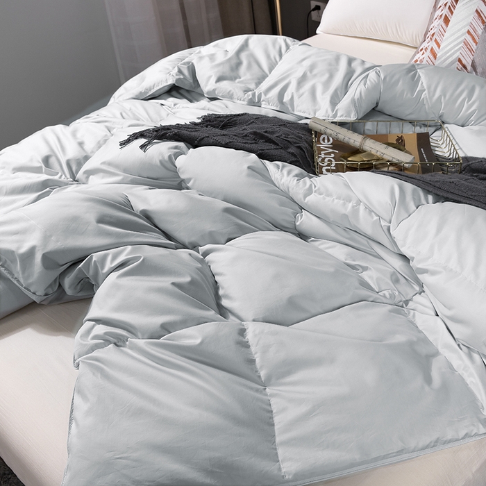 91家纺网 家纺一手货源 找家纺 呆头鹅羽绒工厂店 2025新款80支柔赛丝羽绒被-标准款 白鹅绒鸭绒被子被芯羽绒工厂店 灰色