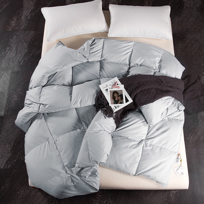 91家纺网 家纺一手货源 找家纺 呆头鹅羽绒工厂店 2025新款80支柔赛丝羽绒被-标准款 白鹅绒鸭绒被子被芯羽绒工厂店 灰色
