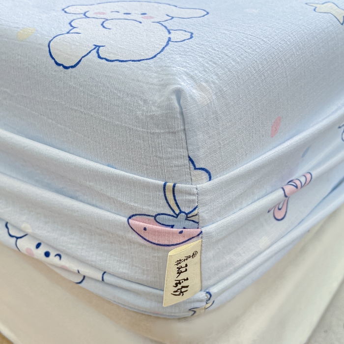 91家纺网 家纺一手货源 找家纺 喜居 2025新款A类原棉双层纱床笠 可爱狗