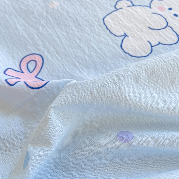 91家纺网 家纺一手货源 找家纺 喜居 2025新款A类原棉双层纱床笠 可爱狗