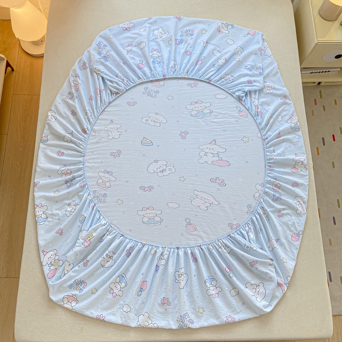 91家纺网 家纺一手货源 找家纺 喜居 2025新款A类原棉双层纱床笠 可爱狗