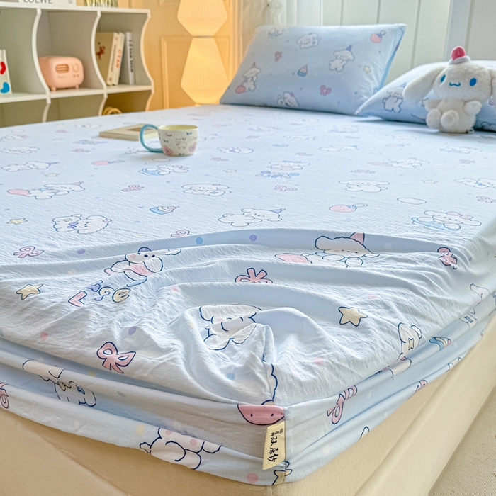 91家纺网 家纺一手货源 找家纺 喜居 2025新款A类原棉双层纱床笠 可爱狗