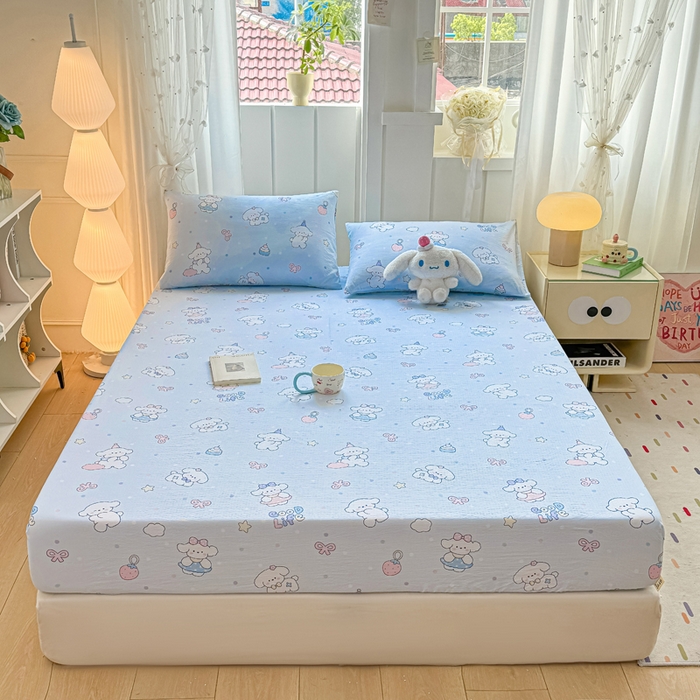 91家纺网 家纺一手货源 找家纺 喜居 2025新款A类原棉双层纱床笠 可爱狗