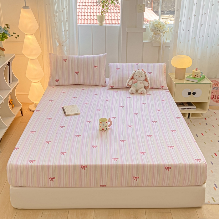 91家纺网 家纺一手货源 找家纺 喜居 2025新款A类原棉双层纱床笠 梦露