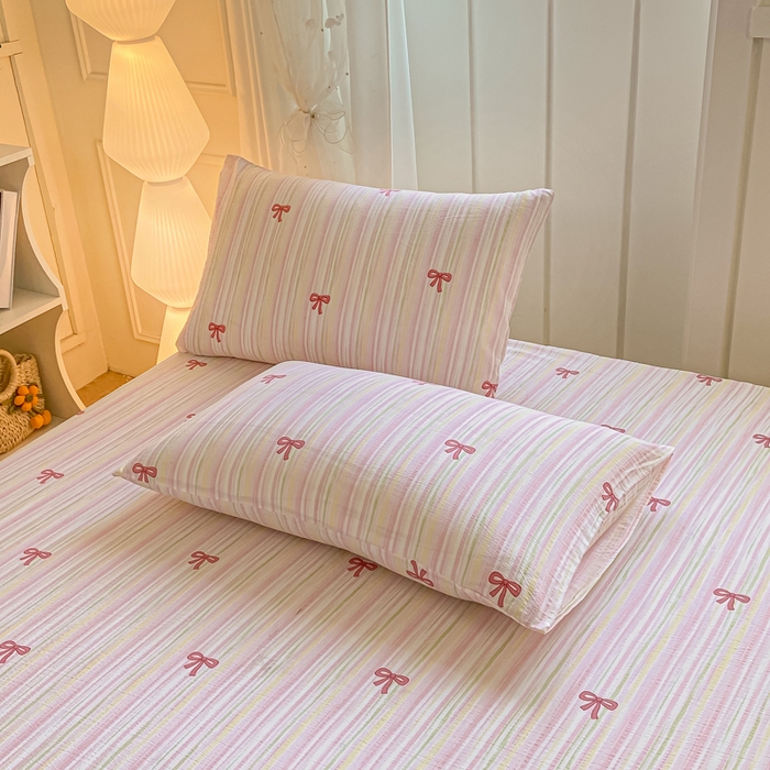 91家纺网 家纺一手货源 找家纺 喜居 2025新款A类原棉双层纱床笠 梦露