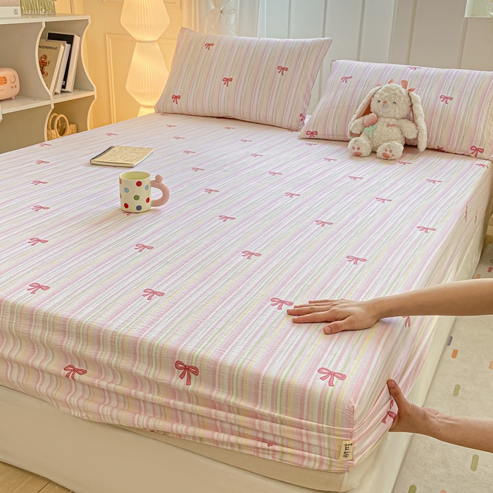 91家纺网 家纺一手货源 找家纺 喜居 2025新款A类原棉双层纱床笠 梦露