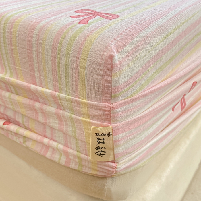 91家纺网 家纺一手货源 找家纺 喜居 2025新款A类原棉双层纱床笠 梦露