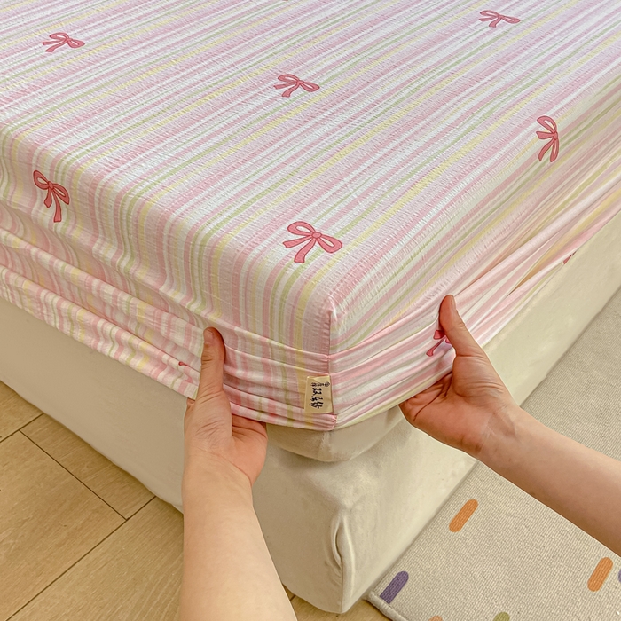 91家纺网 家纺一手货源 找家纺 喜居 2025新款A类原棉双层纱床笠 梦露