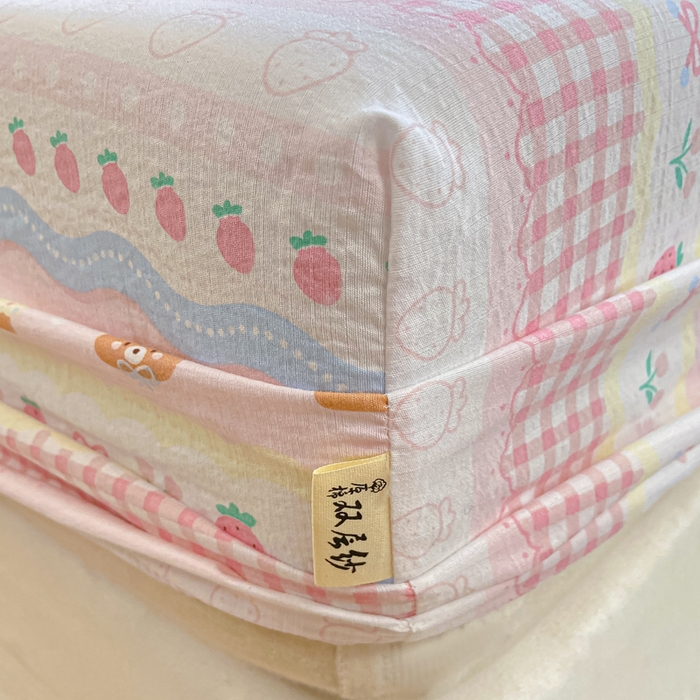 91家纺网 家纺一手货源 找家纺 喜居 2025新款A类原棉双层纱床笠 米丽