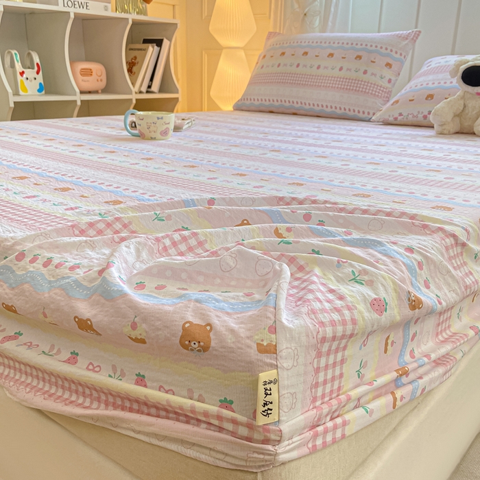 91家纺网 家纺一手货源 找家纺 喜居 2025新款A类原棉双层纱床笠 米丽