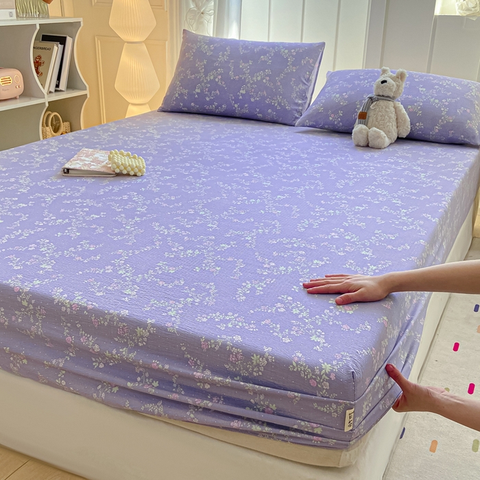 91家纺网 家纺一手货源 找家纺 喜居 2025新款A类原棉双层纱床笠 绮梦