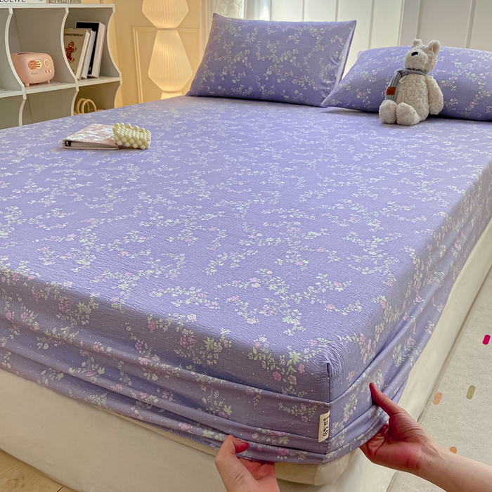 91家纺网 家纺一手货源 找家纺 喜居 2025新款A类原棉双层纱床笠 绮梦