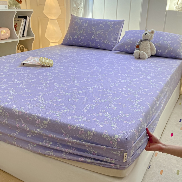 91家纺网 家纺一手货源 找家纺 喜居 2025新款A类原棉双层纱床笠 绮梦